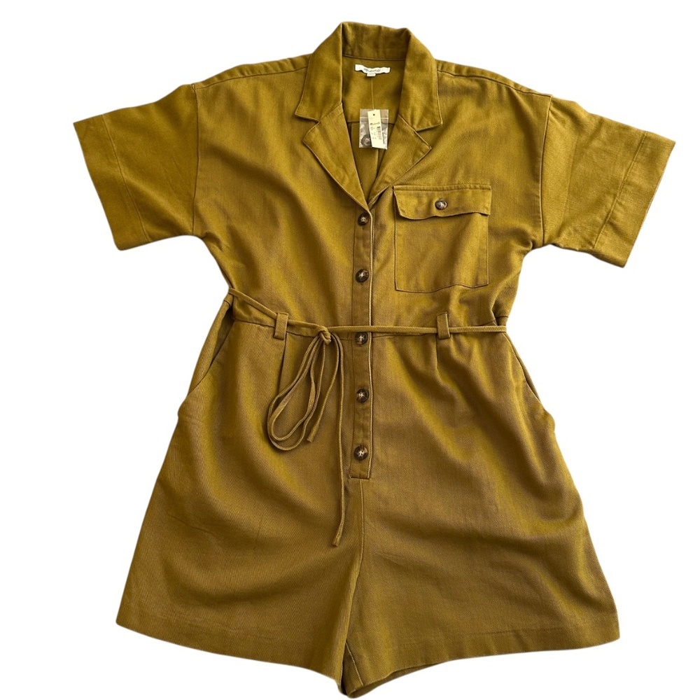 Madewell Belted Safari Romper Distant Olive Womens S Utility Casual Chic NEW